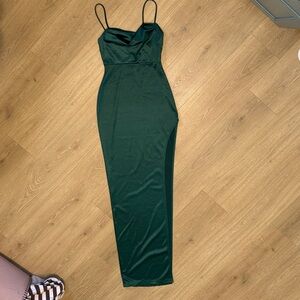 Windsor Forest Green Satin Slip Dress